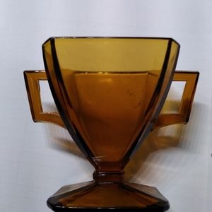 Vintage Amber Glass Trophy Cup